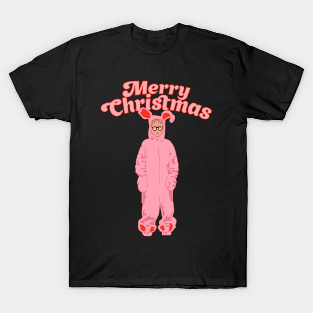 Merry Christmas - Ralphie Pink Bunny Costume - Funny Graphic T-Shirt by ChattanoogaTshirt